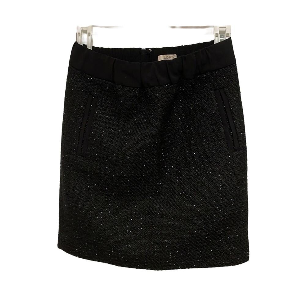 Loft tweed metallic black skirt XXS petite